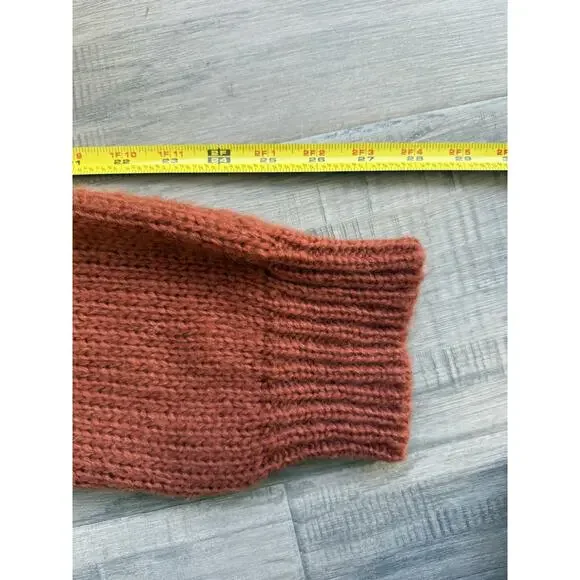 Wooden Ships Grateful Sweater M/L Rust Orange Chunky Knit Mohair Blend Boho Cozy - Picture 7 of 8